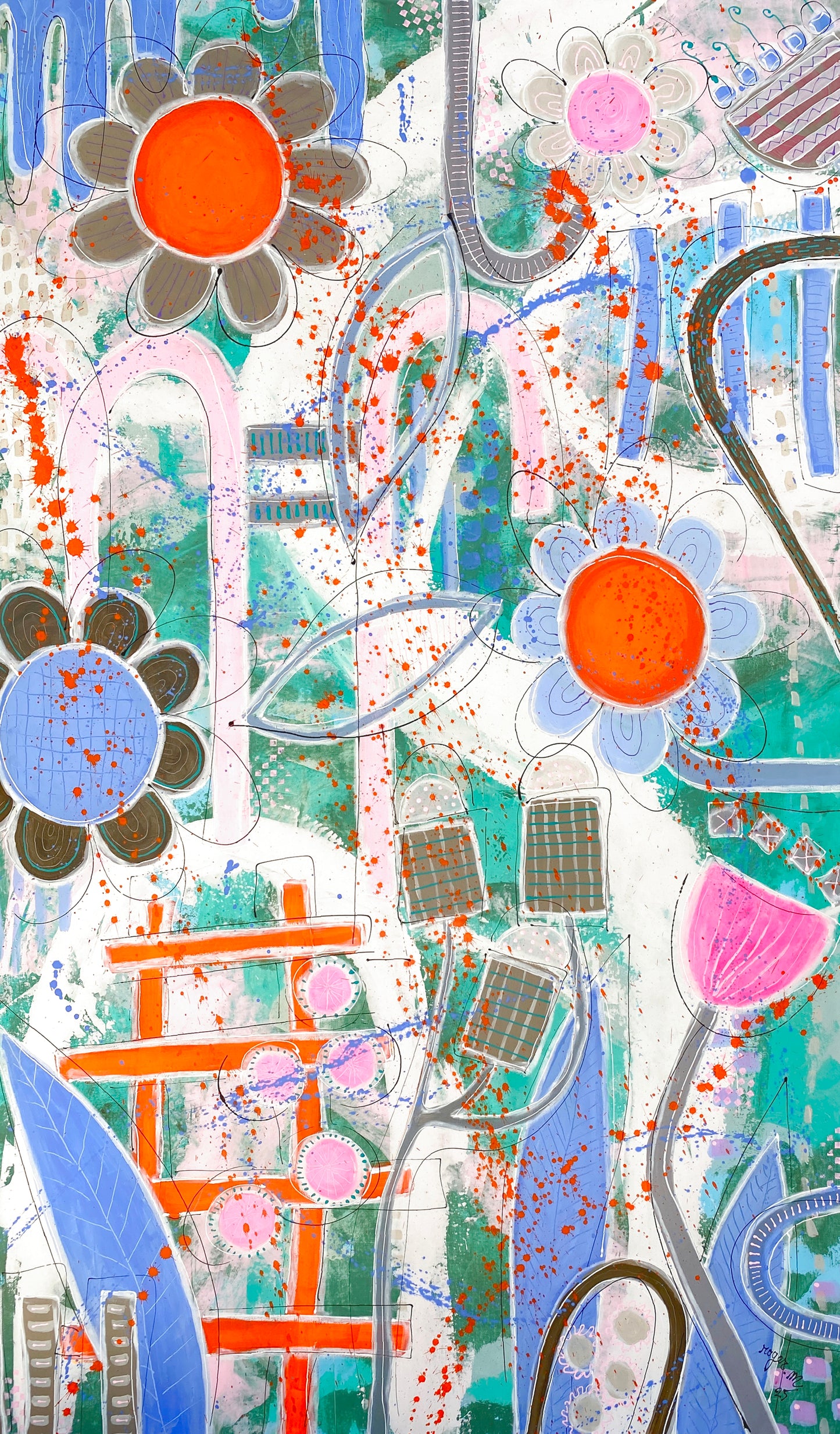 Pluie du Matin dans mon jardin - 146 x 86 cm -