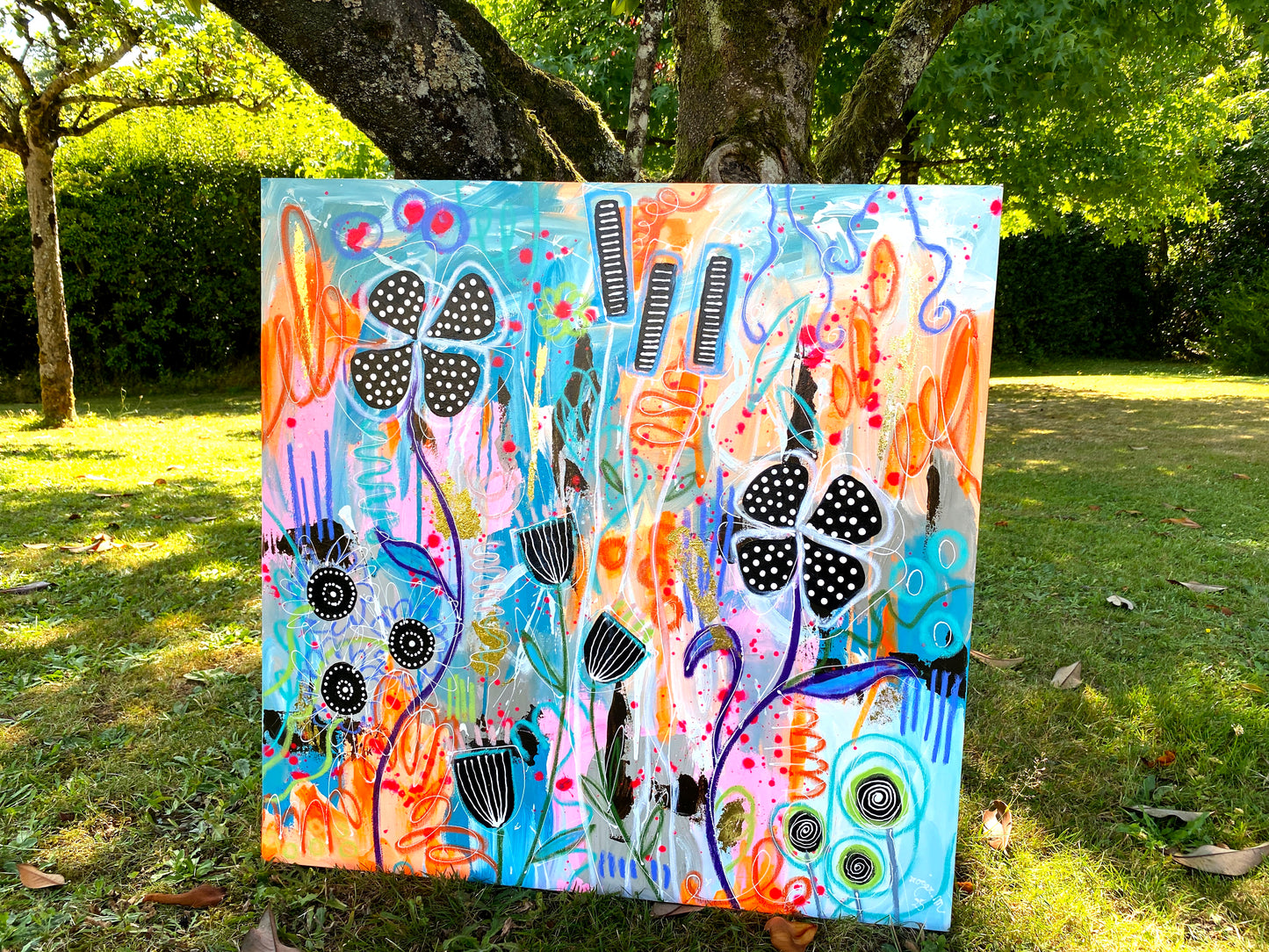 Petites Fleurs Noires - 80 x 80 cm
