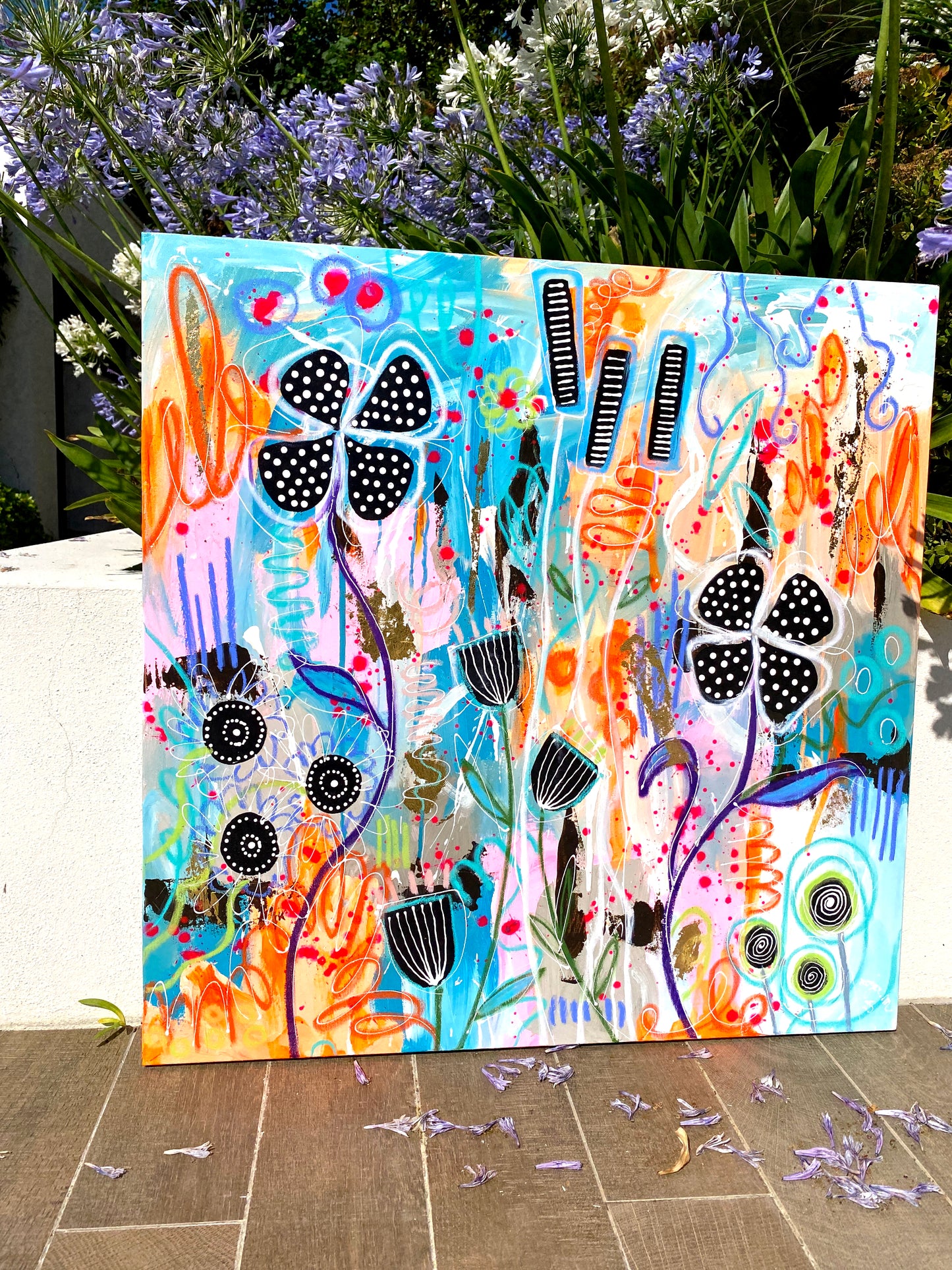 Petites Fleurs Noires - 80 x 80 cm