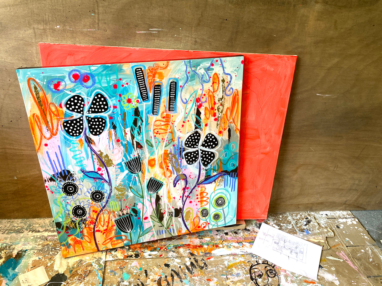 Petites Fleurs Noires - 80 x 80 cm