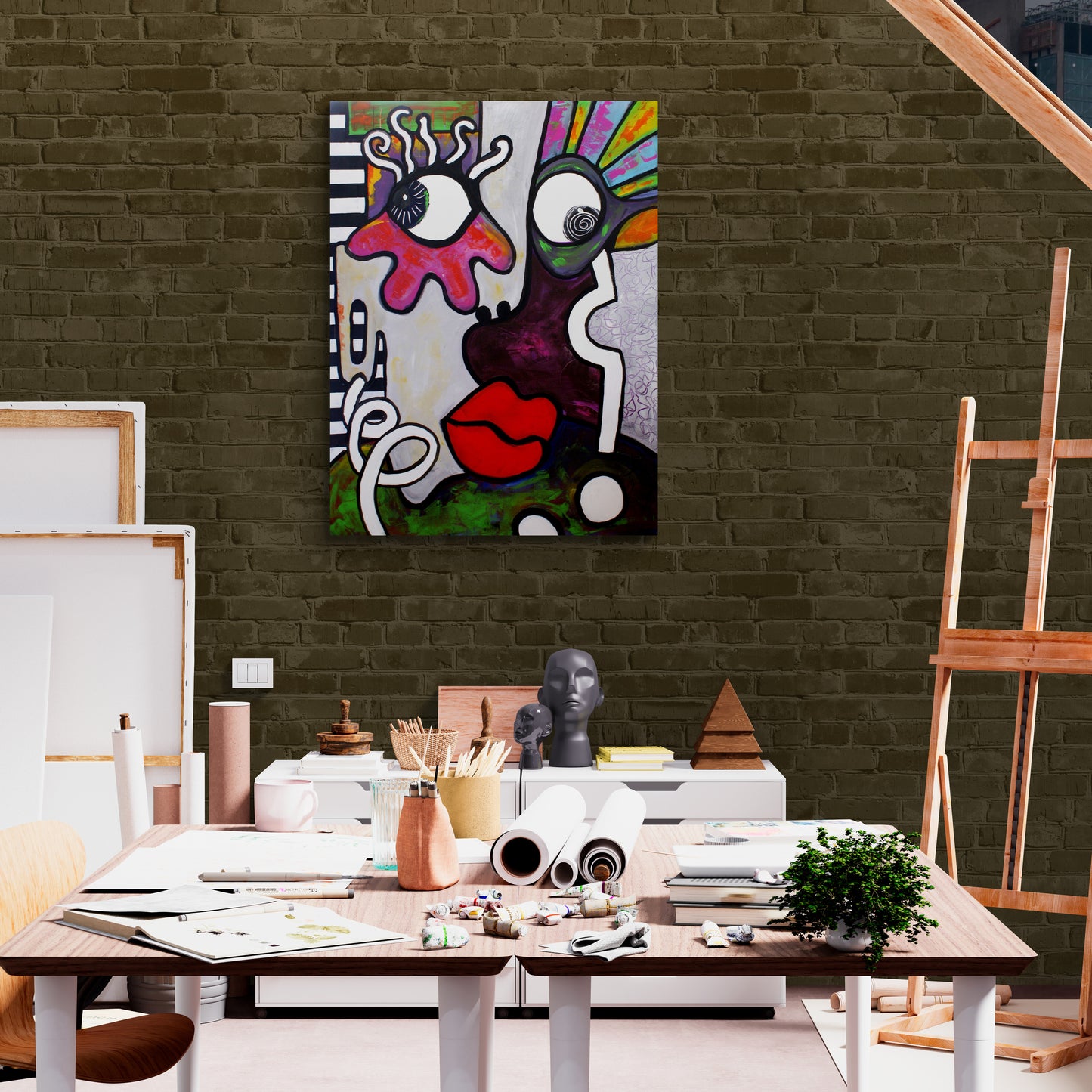 La Femme aux Lèvres Rouges - 116 x 89 cm