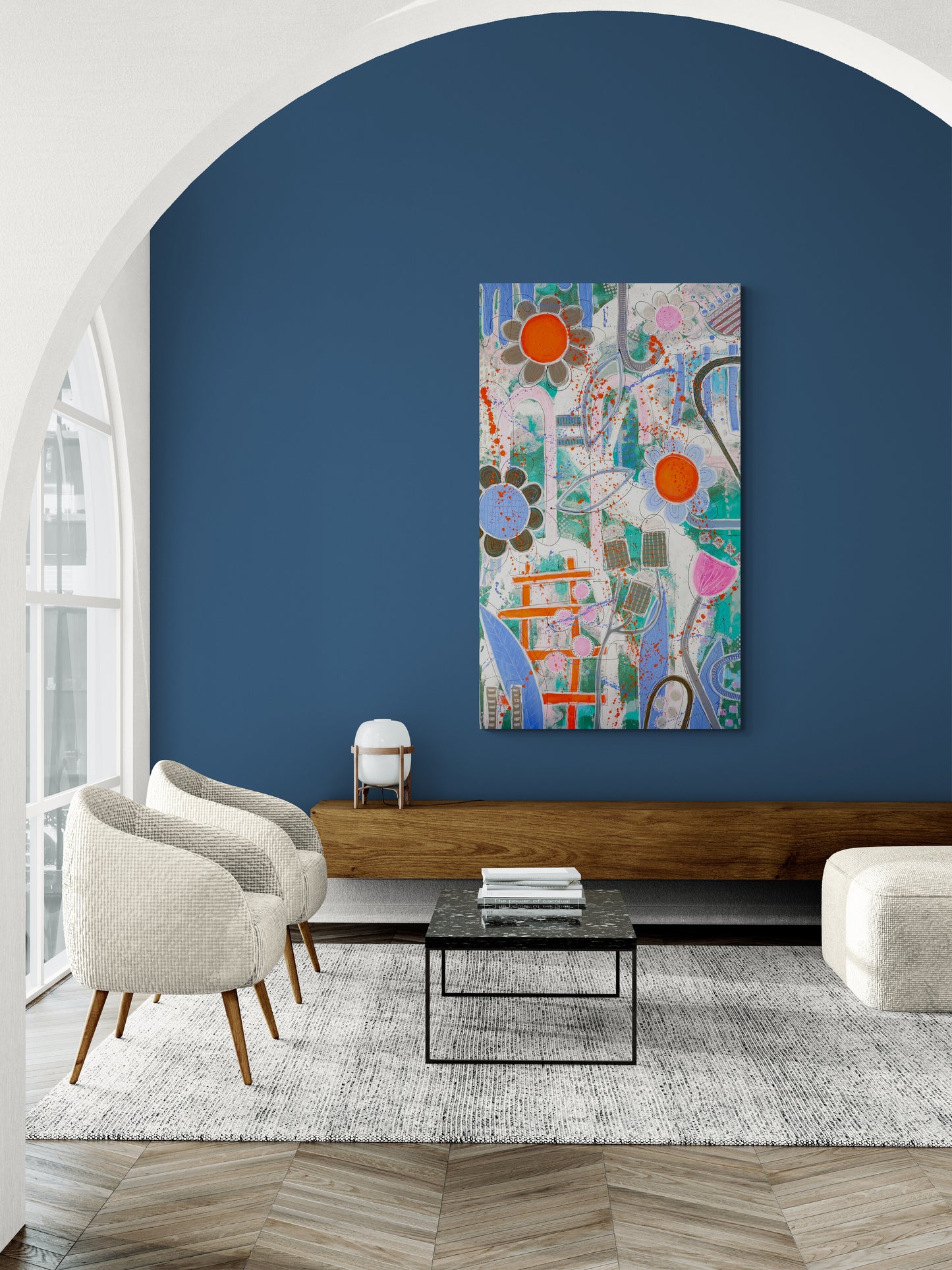 Pluie du Matin dans mon jardin - 146 x 86 cm -