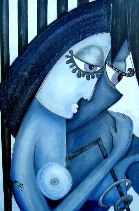 Femme aux Rayures - 60 x 92 cm