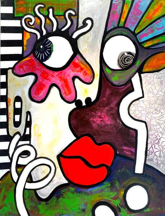 La Femme aux Lèvres Rouges - 116 x 89 cm