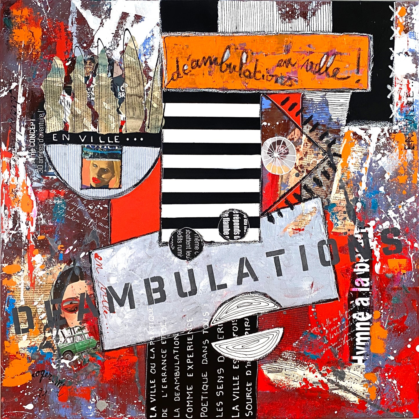 Déambulations en ville - 80 x 80 cm