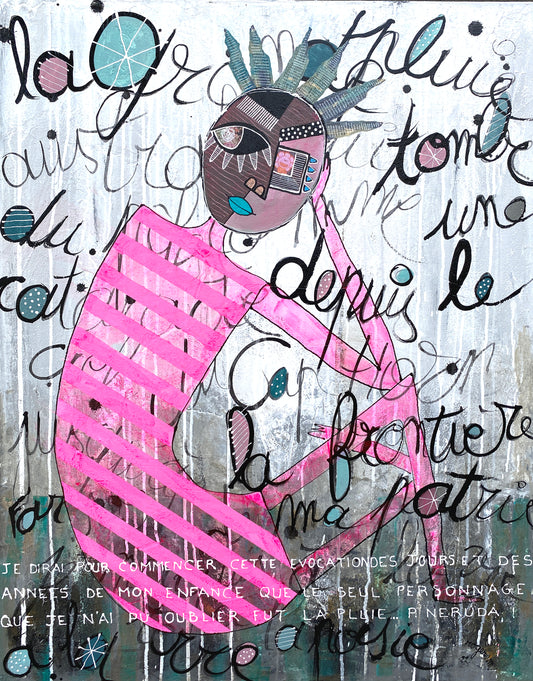 Naître à la Pluie - 92 x 73 cm
