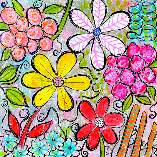 Seventies Flowers - 60 x 60 cm