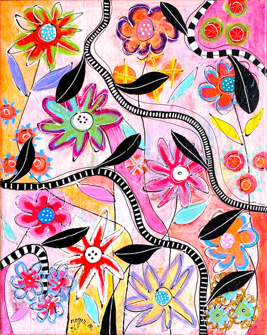 Le Labyrinthe aux Fleurs - 50 x 40 cm