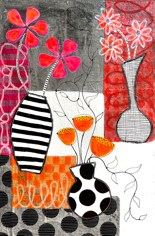 Patchwork et Fleurs - 100 x 65 cm