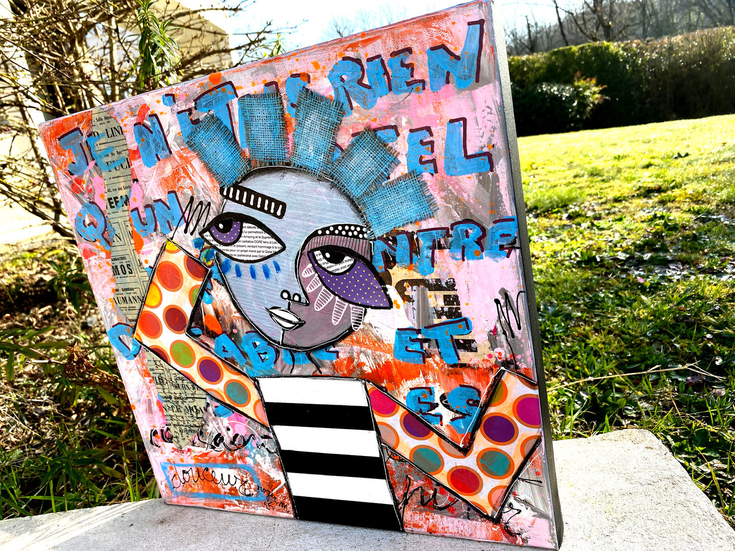 Egarée entre du Sable et des Etoiles - 40 x 40 cm