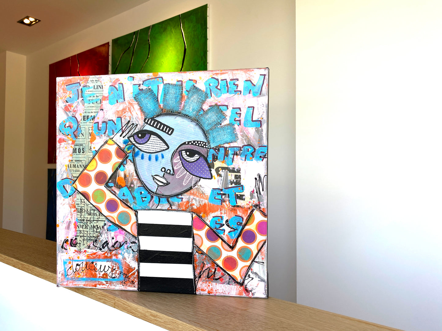 Egarée entre du Sable et des Etoiles - 40 x 40 cm