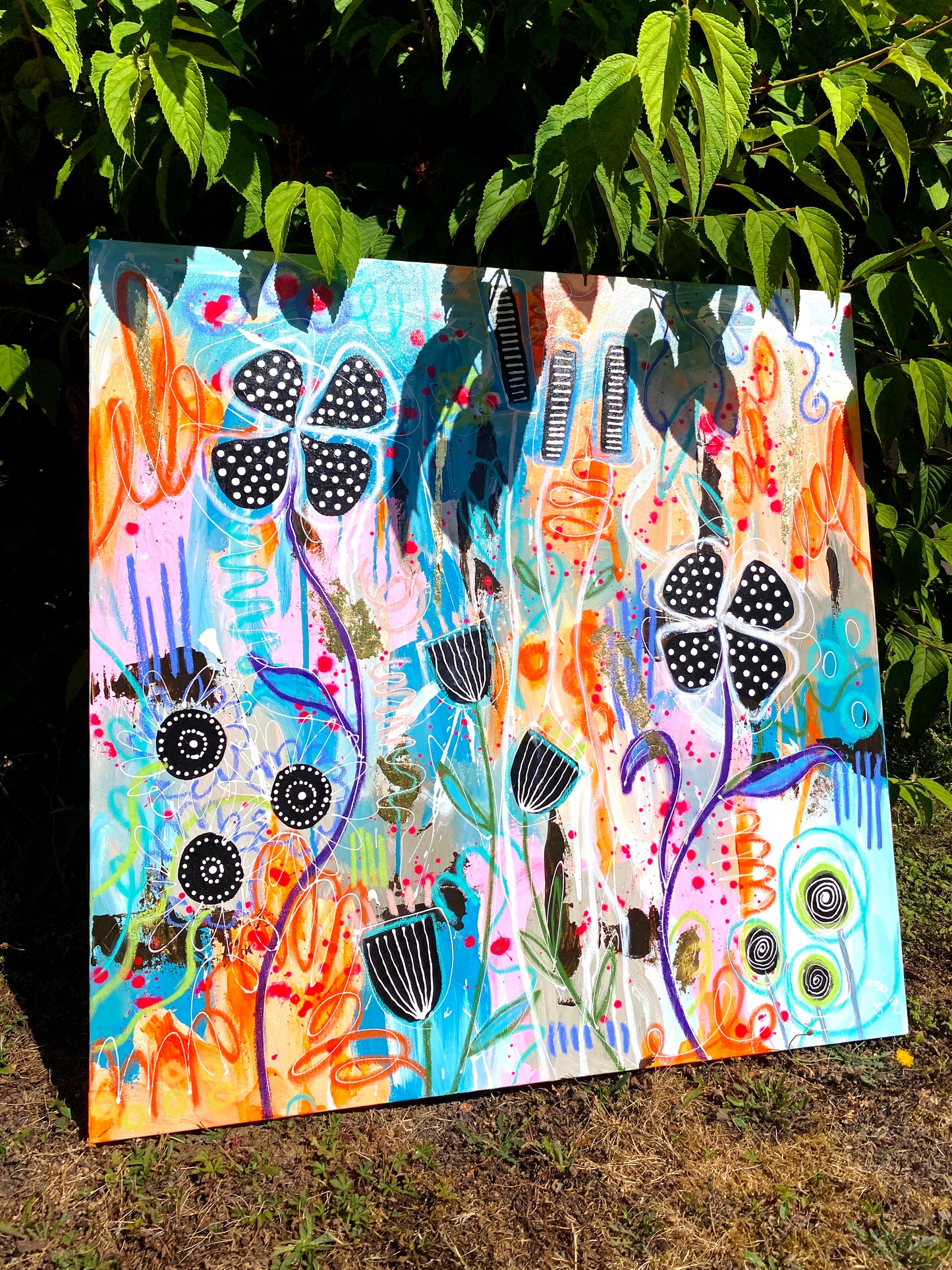 Petites Fleurs Noires - 80 x 80 cm