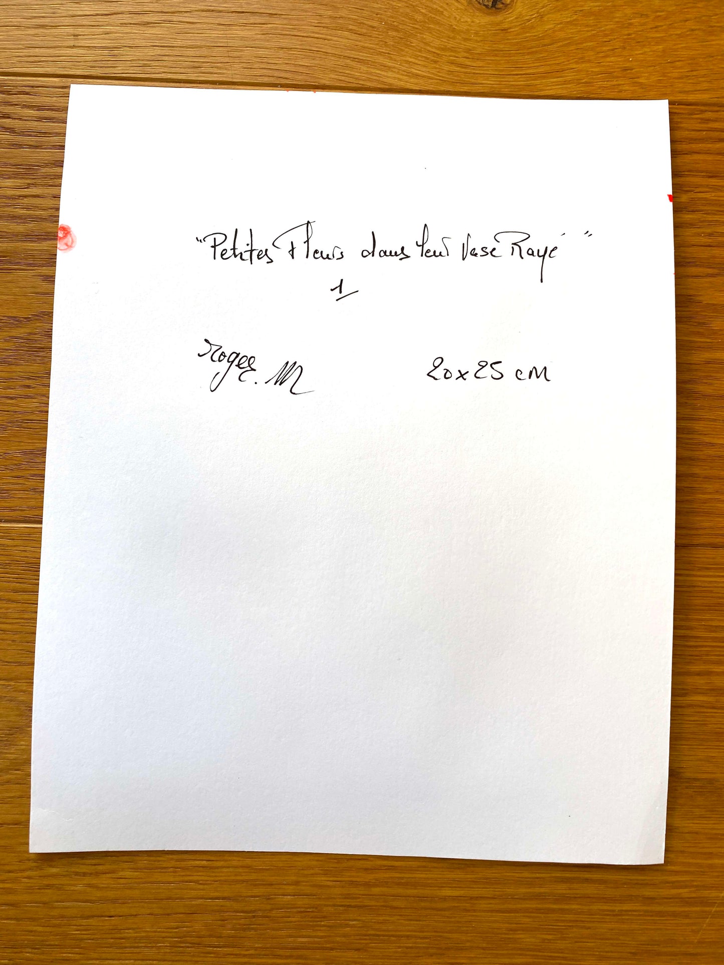 Petites Fleurs dans leur Vase Rayé - 1 - 25 x 20 cm