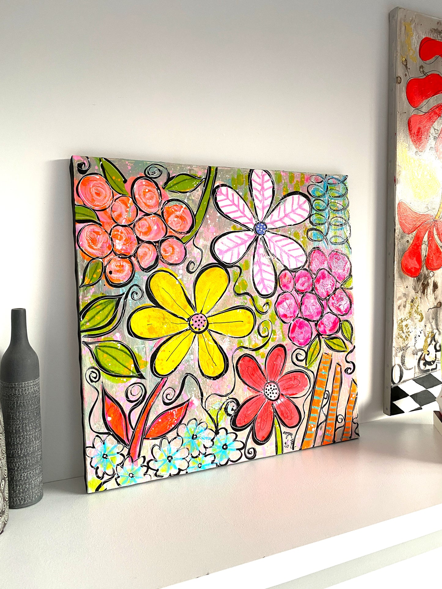 Fleurs Seventies - 60 x 60 cm