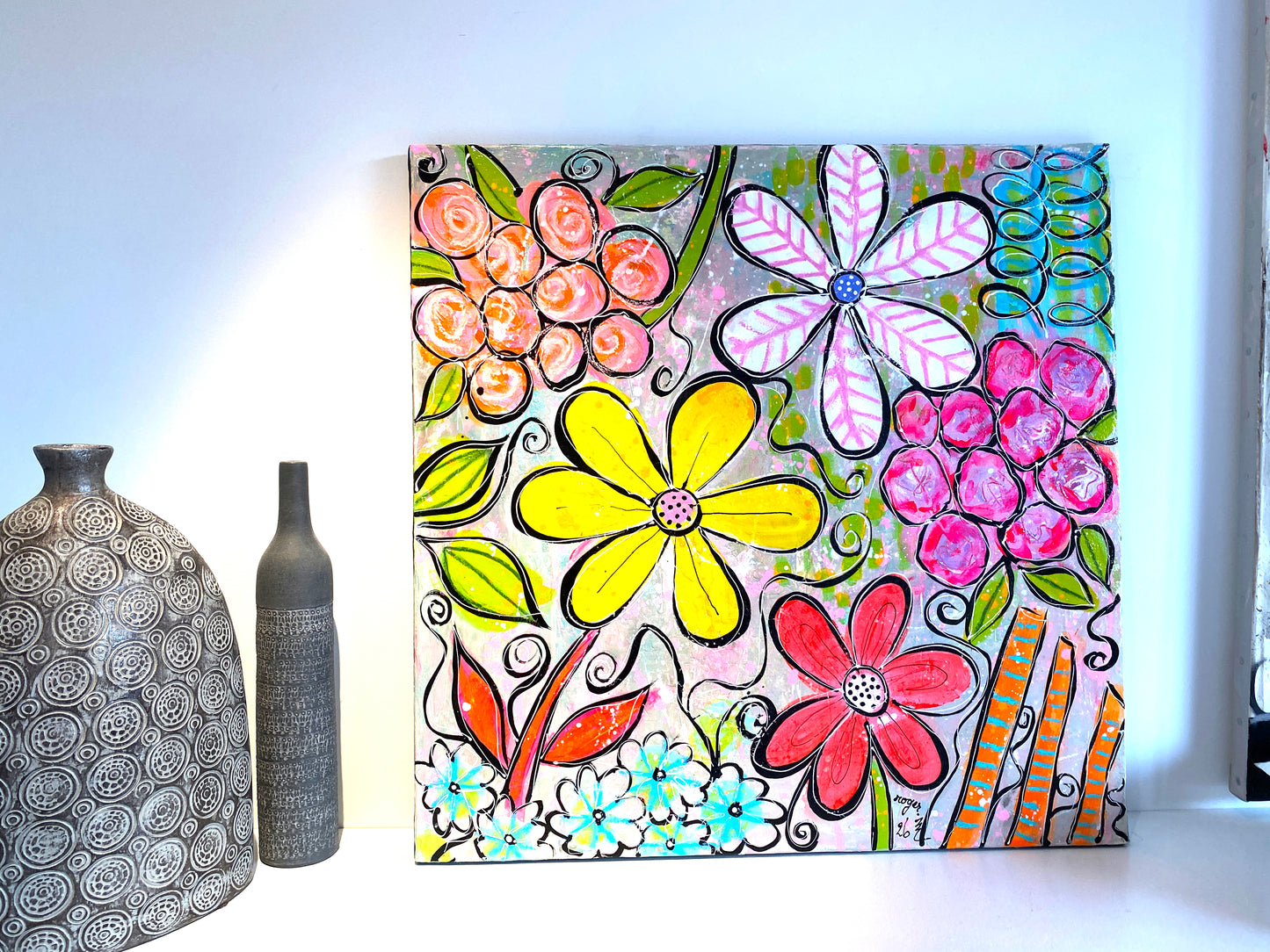 Fleurs Seventies - 60 x 60 cm