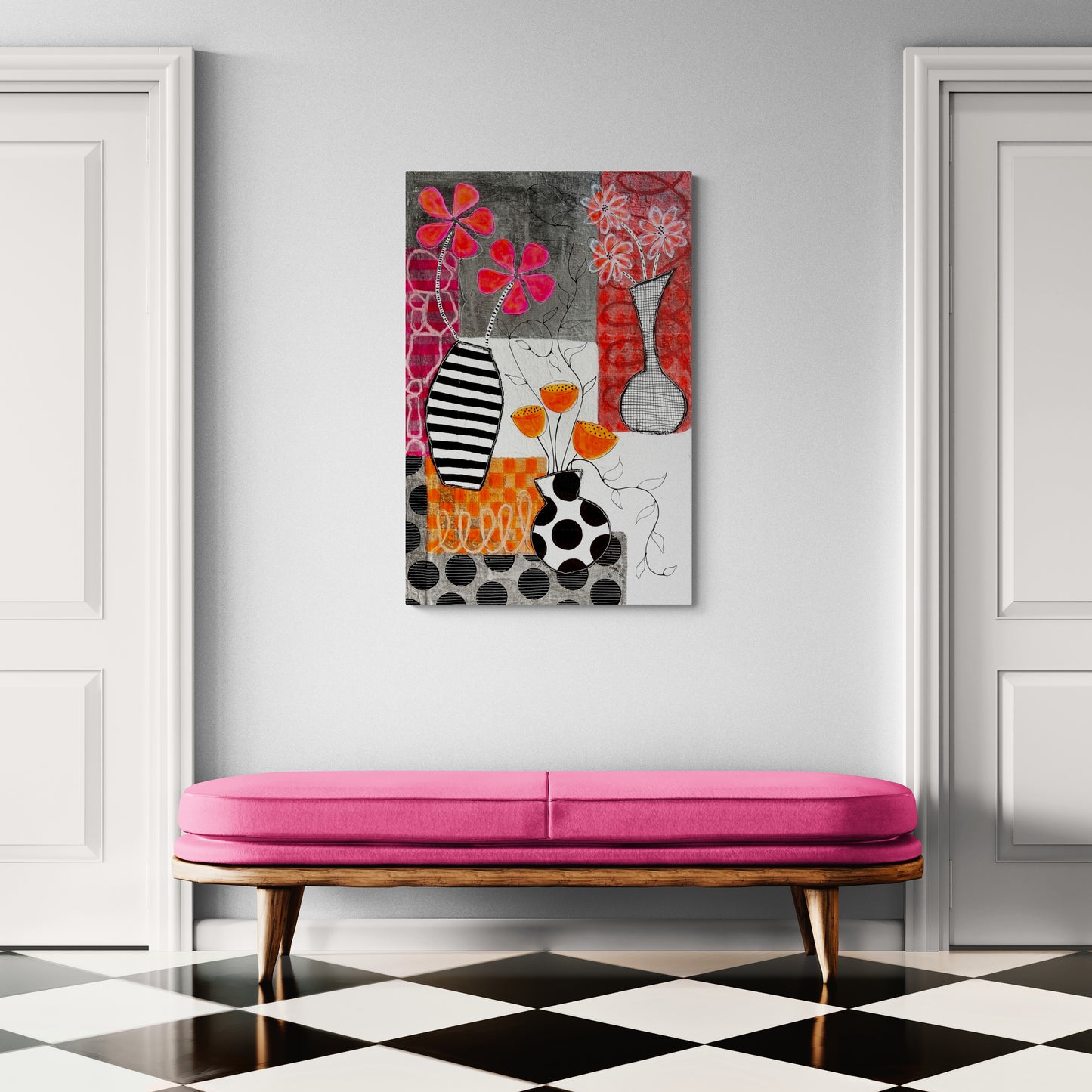 Patchwork et Fleurs - 100 x 65 cm