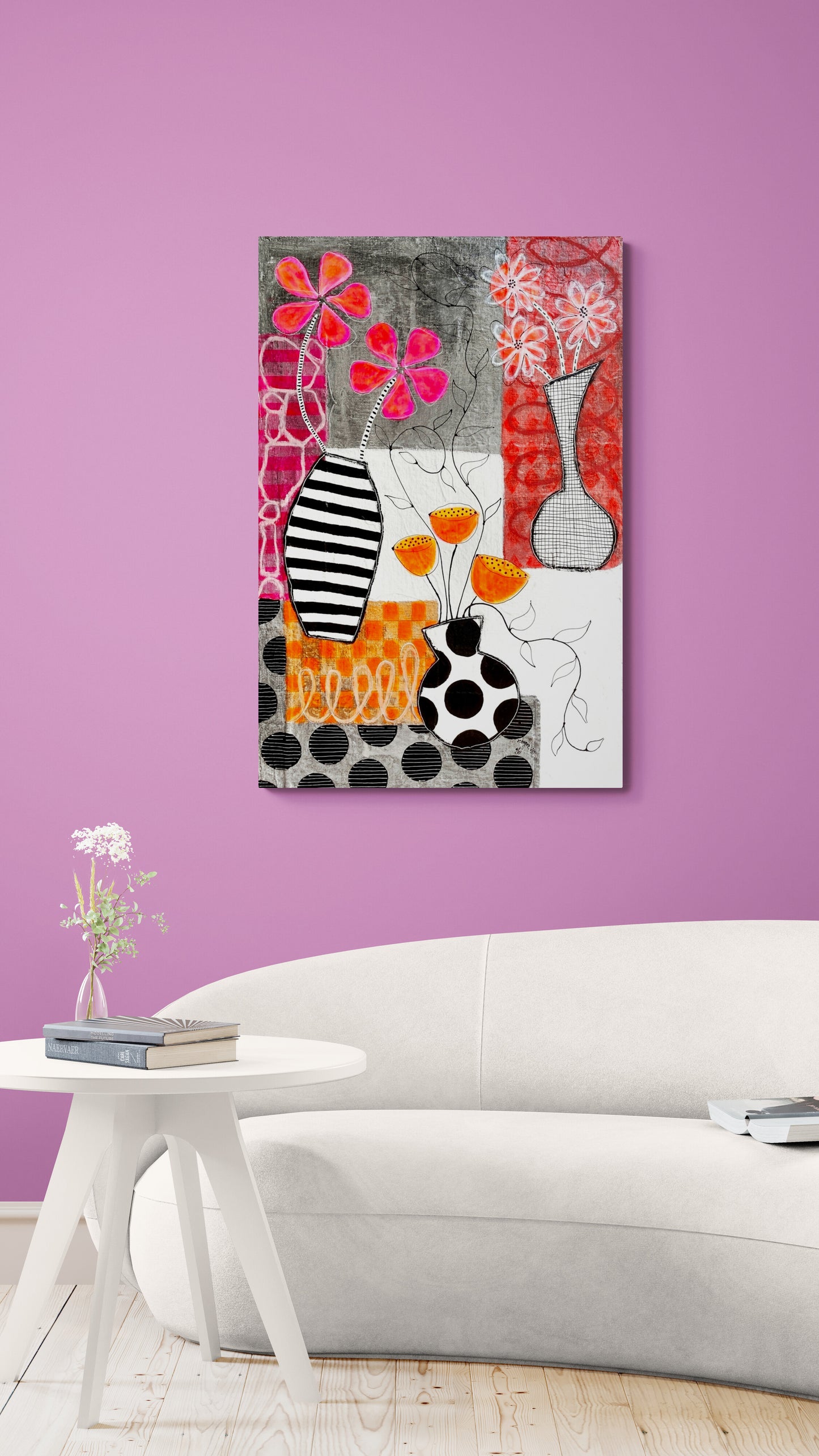 Patchwork et Fleurs - 100 x 65 cm
