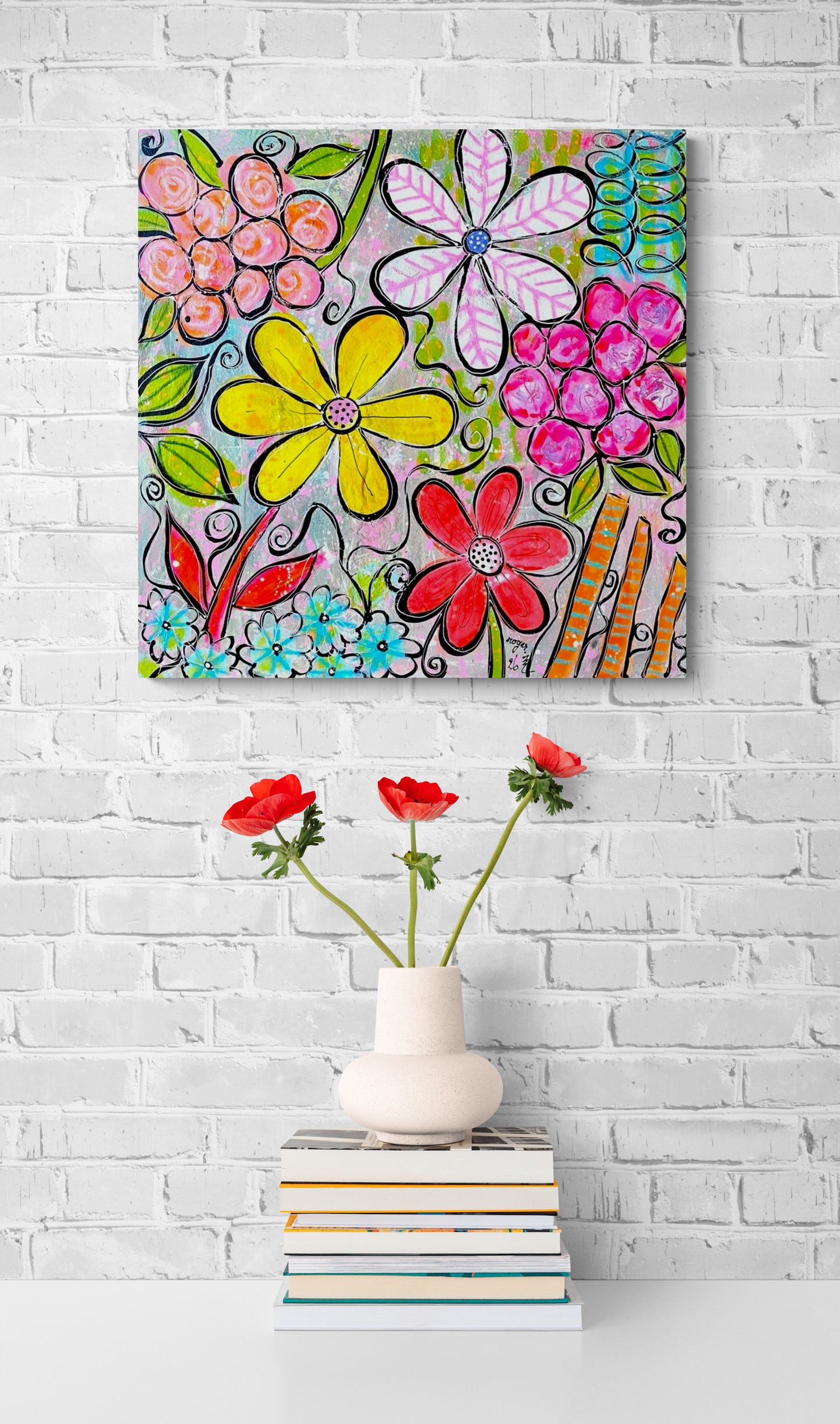 Fleurs Seventies - 60 x 60 cm